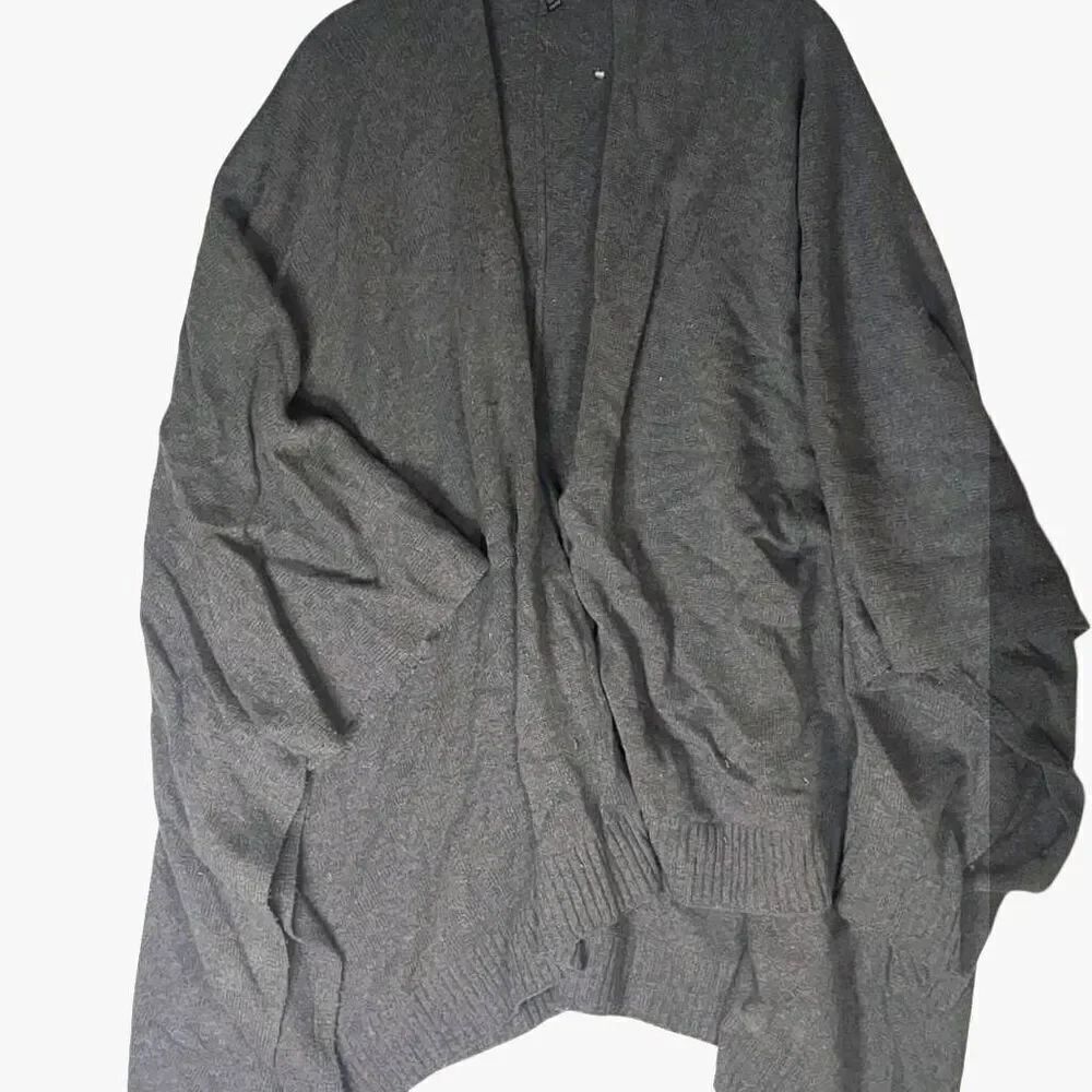 Eileen Fisher Italian Yarn Charcoal Gray Poncho One Size